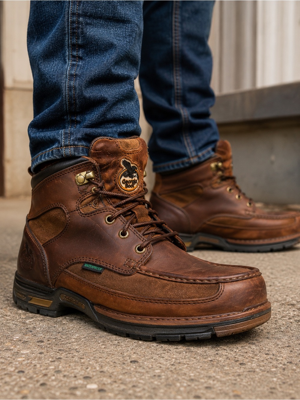 Georgia Boot G7403 Men’s 6” Waterproof Work Boots Brown Leather EH Size 9M